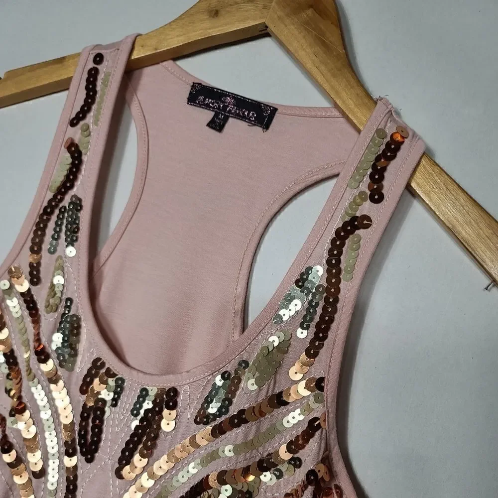 Almost Famous Pink Sequin Tank Top